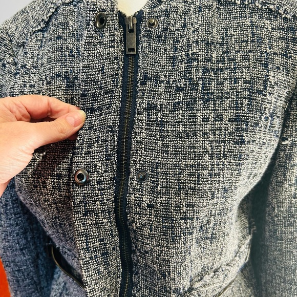 Banana Republic Navy & White Raw hem Tweed blazer/jacket size 6 - Picture 7 of 14